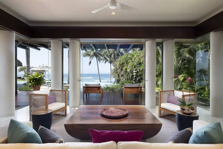 Master Suite 1: the living room opening onto the ocean-view terrace