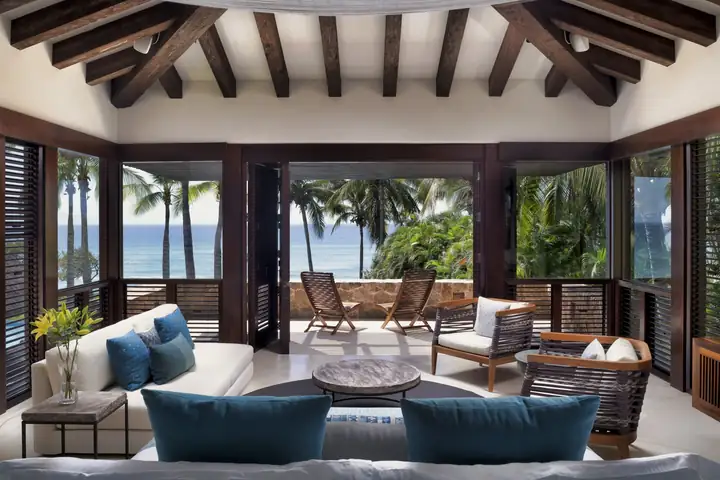 Master Suite 2: the lounge opening to the ocean-view terrace